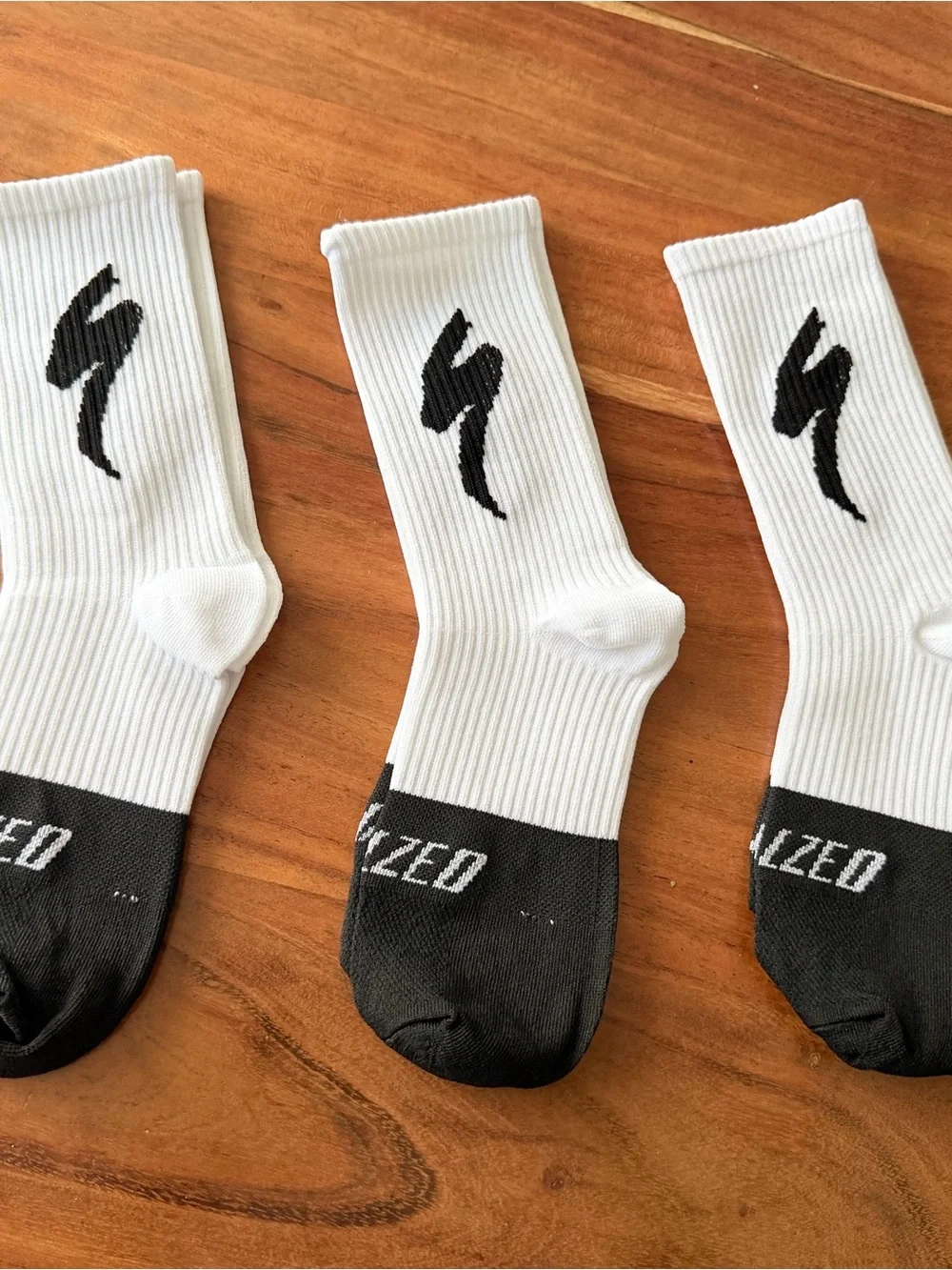 White & Black Athletic men’s cycling Crew Socks with Lightning Logo - Pack of 3